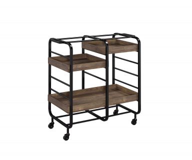 Vorrik 34"L Serving Cart (Black & Walnut)