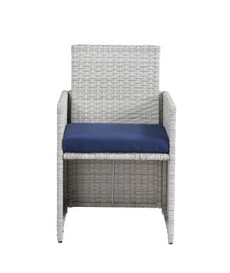 (Blue Fabric & Wicker)