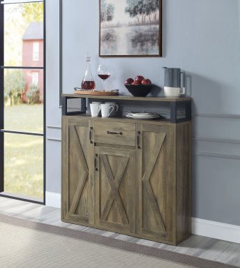 Abiram 39"L 1 Drawer Server (Rustic Oak Finish)