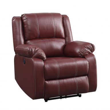 Zuriel 37"W Upholstered Power Motion Recliner w/USB (Red Synthetic Leather)
