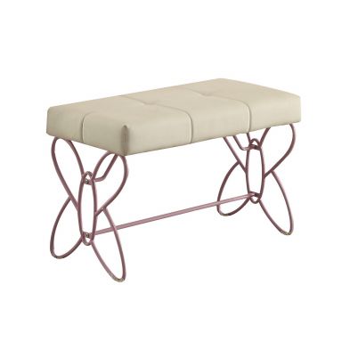 Priya II 32"L Upholstered Bench (White & Light Purple)