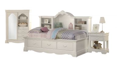 Estrella Wooden Teenager Daybed w/Storage (Twin) (White)