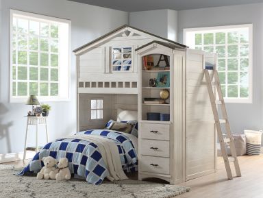 Tree House 24"L Bookcase Cabinet (Weathered White & Washed Gray)