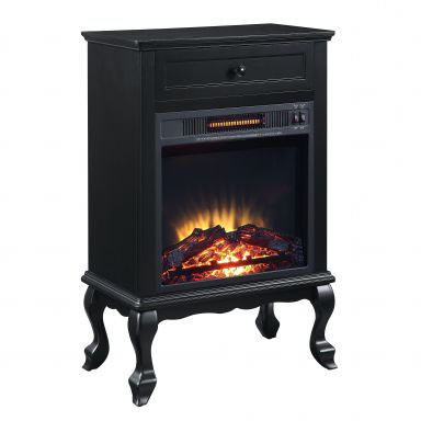 Eirene 1 Drawer Fireplace (Black Finish)