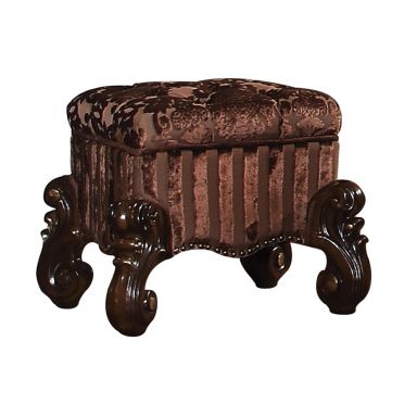 Versailles 19"H Upholstered Vanity Stool (Fabric & Cherry Oak)
