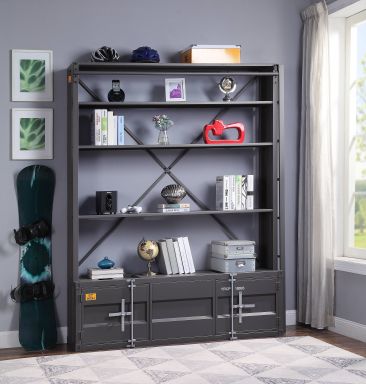 Cargo 66"L Bookcase w/Ladder (Gunmetal)