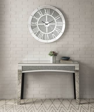 Noralie Glam Wall Clock (Mirrored & Faux Diamonds)