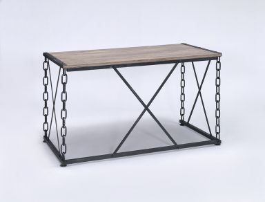 Jodie Rectangular Console Table(Same 92248) (Rustic Oak & Antique Black Finish)