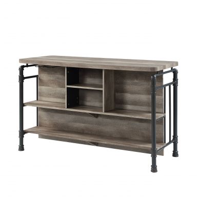 Edina 59"L Kitchen Island w/Wooden Top (Antique Oak & Sandy Gray Finish)