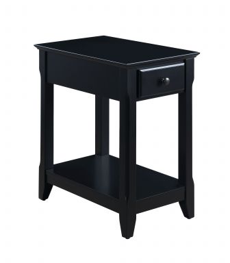 Bertie 1 Drawer Rectangular Accent Table (Black Finish)