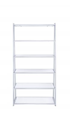 Coleen 36"L Bookshelf (White High Gloss & Chrome)