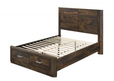 Elettra Wooden Queen Bed w/Storage (Rustic Walnut)