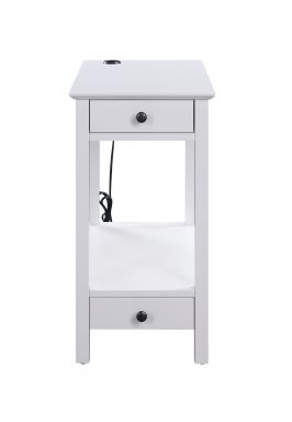 Byzad 2 Drawers Rectangular Accent Table w/USB (White)