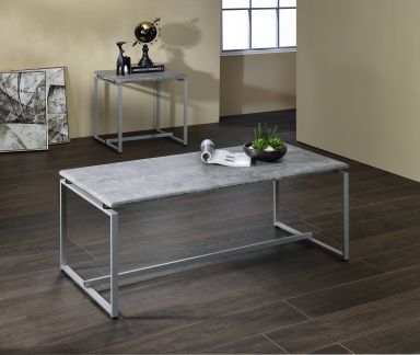 (Faux Concrete Top & Silver)