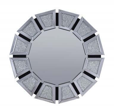 Noralie 39"Dia Round Accent Mirror (Mirrored & Faux Diamonds)