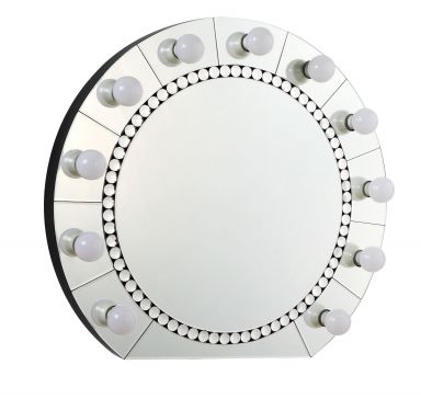 Farai 32"L x 29"H Round Accent Mirror (Mirrored & Faux Crystal Diamonds)
