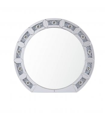 Noralie 32"L x 29"H Round Accent Mirror (Mirrored & Faux Diamonds)