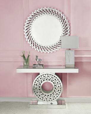 Kachina 39"Dia Round Accent Mirror (Mirrored & Faux Gems)