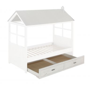 Tree House II Wooden Teenager Trundle (Twin)-Optional (Weathered White & Washed Gray)