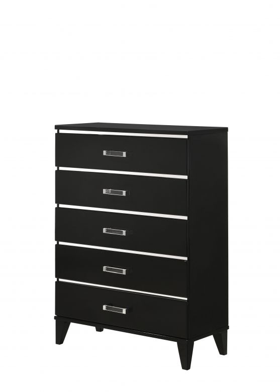 Chelsie 35"L 5 Drawers Chest (Black Finish)