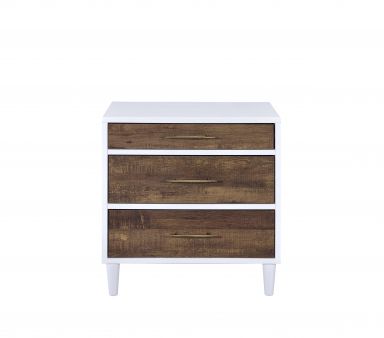 Lurel 3 Drawers Rectangular Accent Table (White & Weathered Oak)