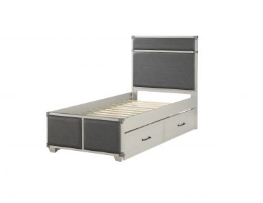 Orchest Upholstered Twin Bed (Gray Synthetic Leather & Gray)