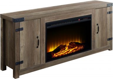 Tobias 54"L Electric Fireplace (Include 91617FIR) (Rustic Oak Finish)
