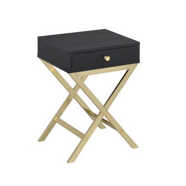 Coleen  Rectangular Accent Table (Black & Brass)