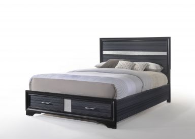 Naima Wooden Eastern King Bed w/Storage (Black)