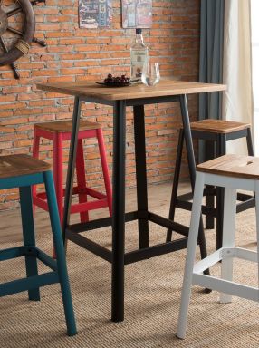 Jacotte Square Bar Table (Natural & Black)