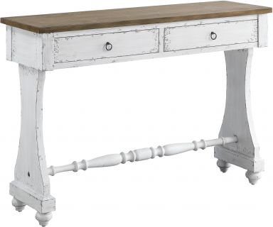 Carminda 2 Drawers Rectangular Console Table (Antique White Finish)