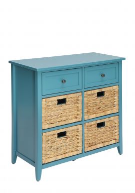 Flavius 6 Drawers Rectangular Console Table w/Storage (Teal)