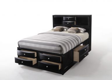 Ireland Wooden Queen Bed w/Storage (Black)