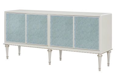 Ansaldo 77"L Console Cabinet (Pearl White & Silver Shimmer Finish)