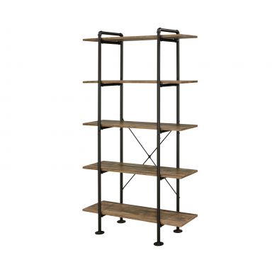 Nefo 39"L Bookshelf (Rustic Oak & Black Finish)