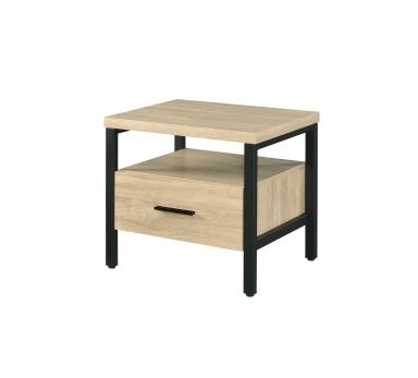 Yawan 1 Drawer Rectangular Accent Table (Oak & Black Finish)
