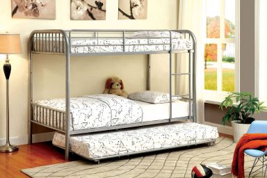 Metal Twin/Twin Bunk Bed, Silver