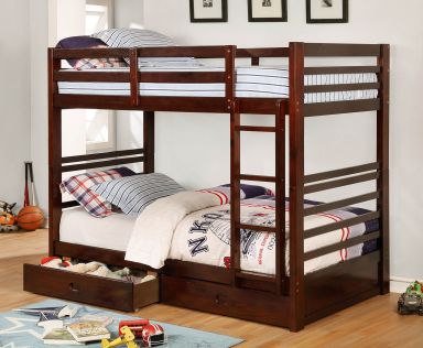 Twin/Twin Bunk Bed, Dark Walnut