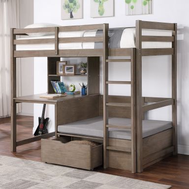 Twin/Workstation Loft Bed, Warm Gray