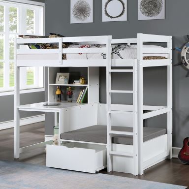 Twin Workstation Loft Bed, White