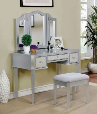 Vanity w/ Stool, Silver