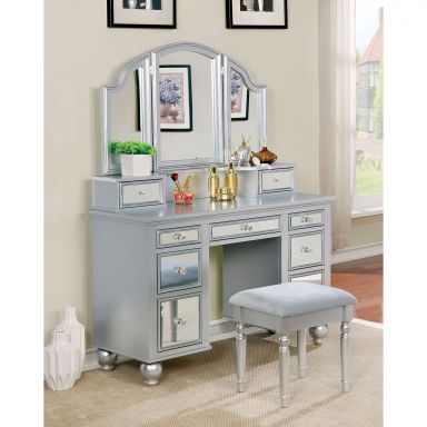 Vanity w/ Stool, Silver
