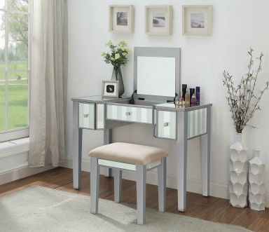 Vanity w/ Stool, Silver