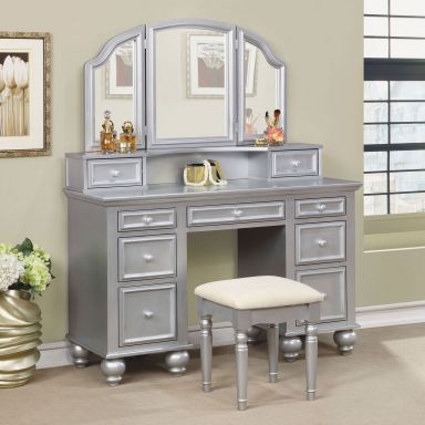 Vanity w/ Stool, Silver