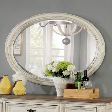 Mirror, Oval, Antique White
