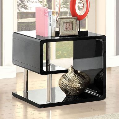 End Table, Black/Chrome