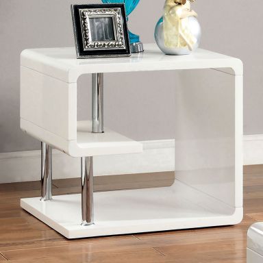 End Table, White/Chrome
