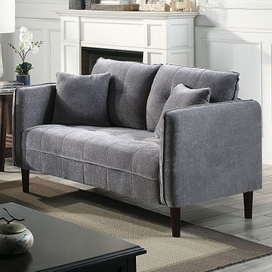 Loveseat w/ Pillows, Dark Gray