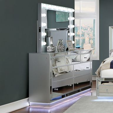Dresser w/ LED, Silver