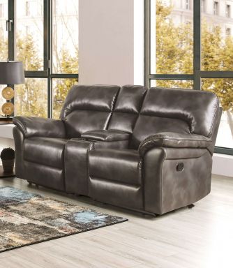 Loveseat, Dark Gray Leatherette